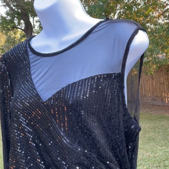 Take 50% OFF- Chicme Women Glitter One shoulder Sheer Mesh Party Dress, Size-XL - Picture 4 of 9
